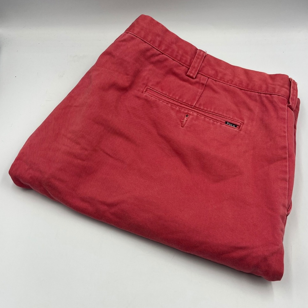 Polo Ralph Lauren Mens Red Cotton Twill Flat Front Chino Shorts Size 44 Big Tall